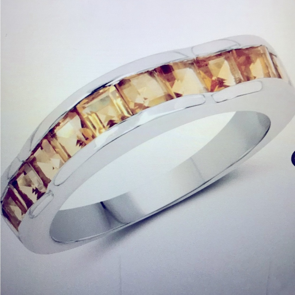 Brilliant ladies sterling silver citrine size 8 designer ring